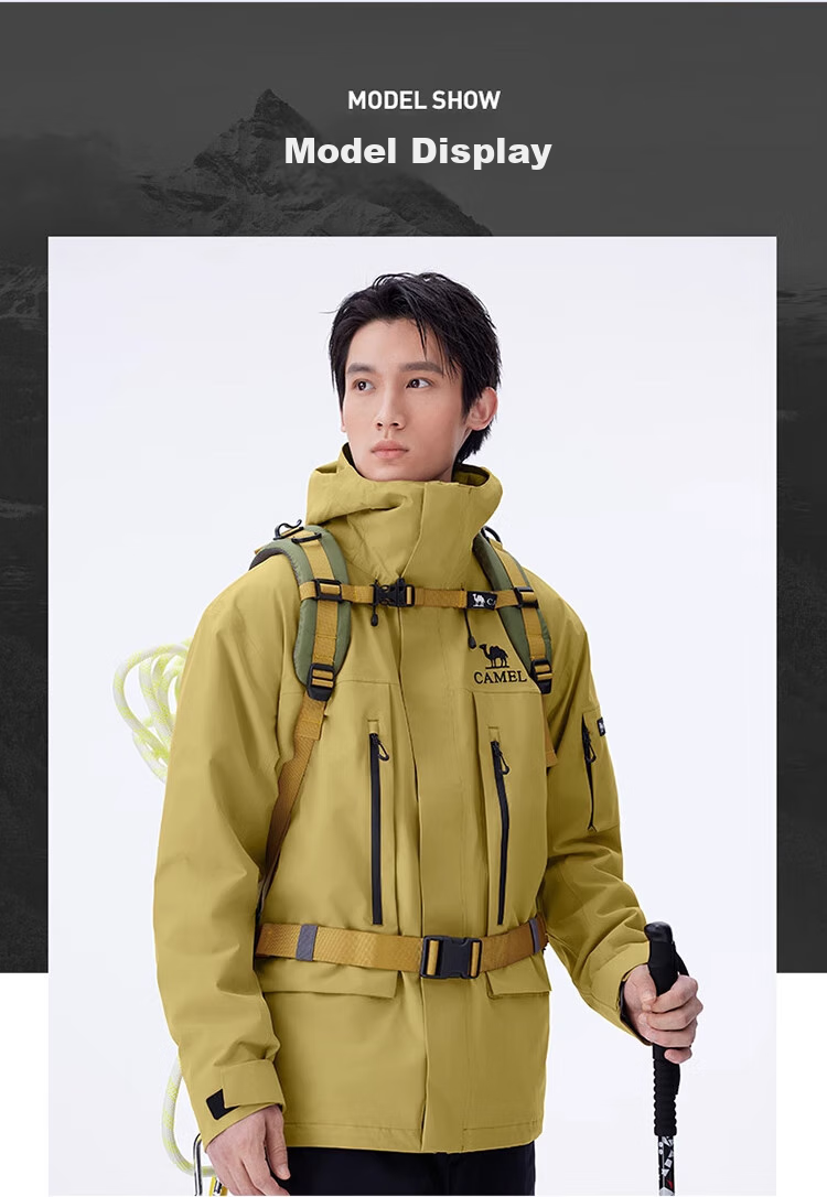 CAMEL Outdoor Jacket Three-In Unisex Coat, Heavy Rain-Resistant Waterproof Windproof Mountaineering Wear A34CA18673 22
