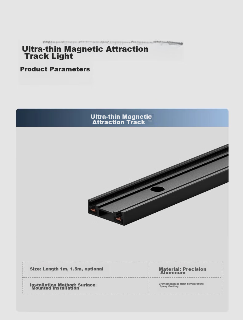 JIAOJIAOZHE Ultra-Thin Surface-Mounted Magnetic Track Light, Linear Light for Living Room Home Use, No Ceiling Mounting Required, Main Light Not Needed, 1 Meter Track 19