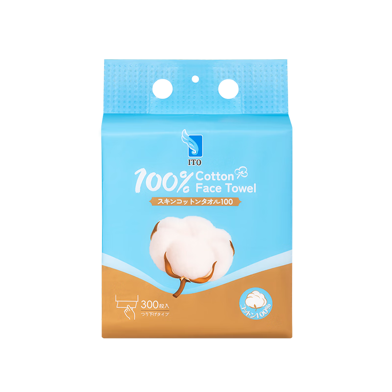 ITO Wall-Mounted Facial Cleansing Wipes, 300 Sheets*1 Pack, Pure Cotton Soft Tissues, 100% Cotton Disposable Face Cleaning Towels