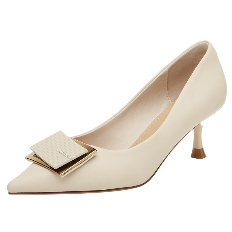 DAPHNE Elegant High Heels for Women, Pointed Toe, Stiletto, Low-Cut Pumps, Versatile Work Shoes 4623101023 Beige 38