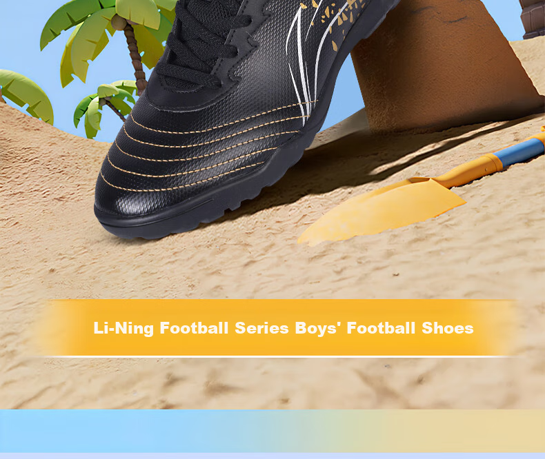 Li-Ning Soccer Shoes for Children And Students, Molded Studs, Ages 6-12, Velcro, Boys' Big Kids Elementary School Students Professional Competition Soccer Shoes, Size 31 2