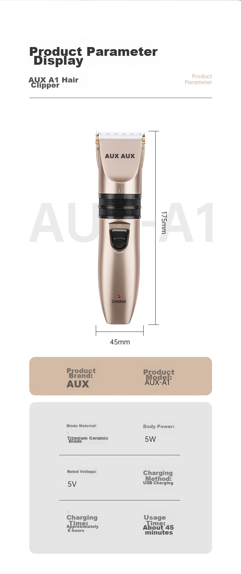 AUX Hair Clipper for Adults And Babies, Electric Trimmer, Home Use Shaver, Electric Hair Cutting Tool, Hair Trimming Device 13