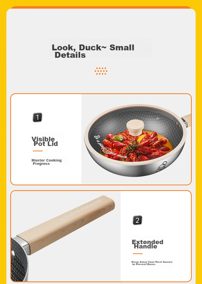 COOKER KING 316 Stainless Steel Wok 32cm Non-Stick Flat Bottom Frying Pan Compatible with Gas Stove, Induction Cooker And Electric Cooktop 17