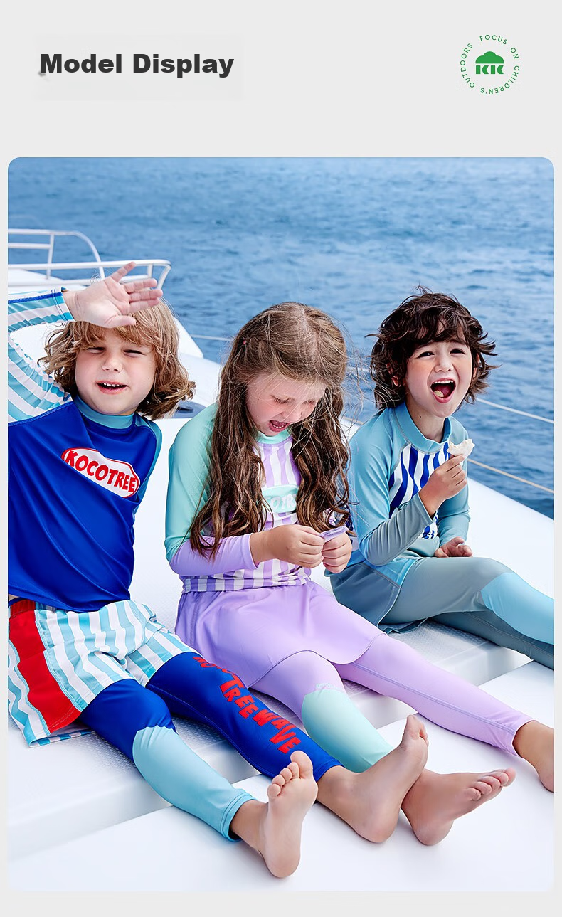Kocotree Children's Swimwear, Girls' Two-Piece Swimsuit, Class A Boys' And Girls' Long-Sleeve Sun Protection Swimwear for Older Childre 31