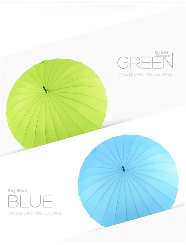 MAYDU Heavy Rain Umbrella, Long Handle, 24 Ribs, Automatic Opening Umbrella, Water-Resistant, Windproof Straight Handle Umbrella M7007, Matcha Gree 11