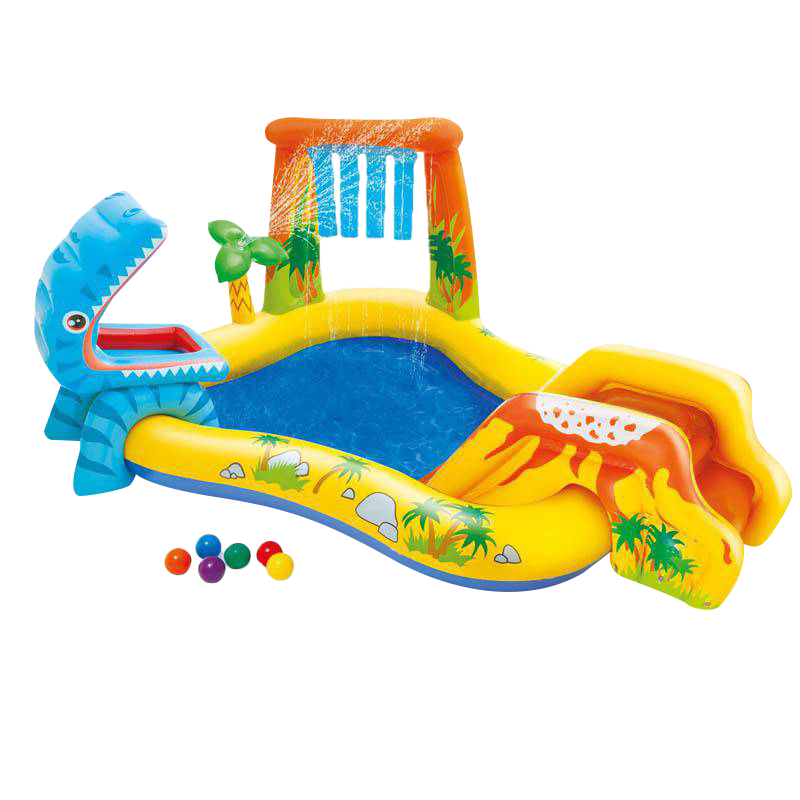 INTEX Dinosaur Volcano Slide Park Water Pool, Baby Slide Thickened Sprinkler Pool 249*191*149cm 57444