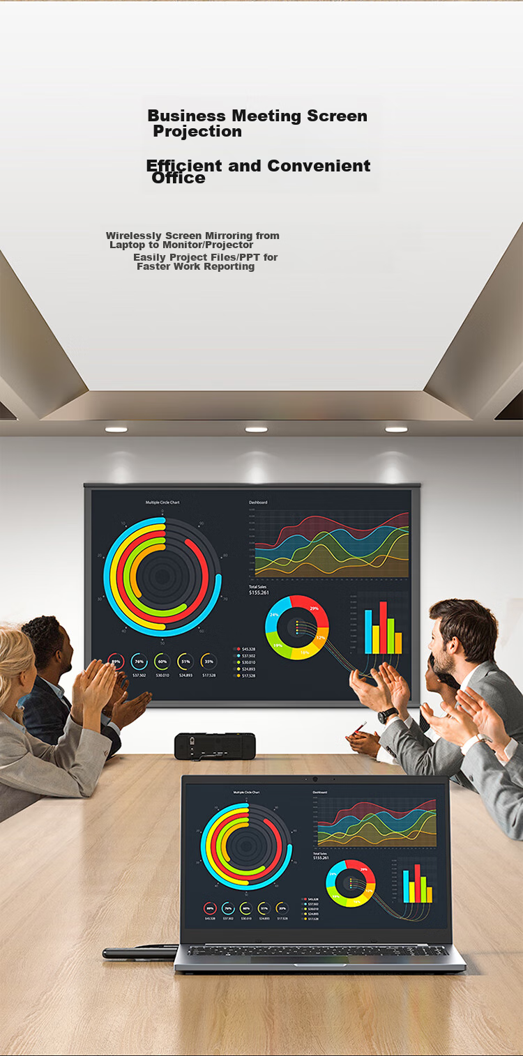 Shengwei HDMI Enterprise-Grade Wireless Screen Mirroring Device, High-Definition Conference Sharing, Laptop to Projector TV Transmitter, Point-To 30 Meters, DHD005AB 5