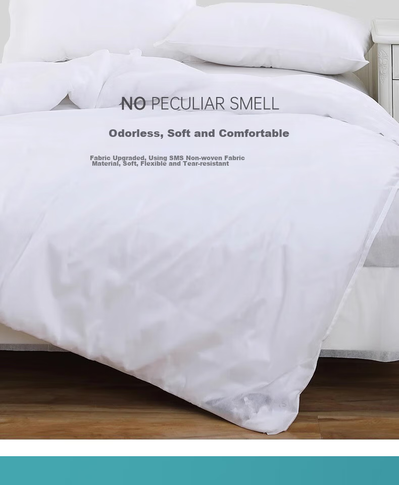 KING SHORE Single Bed Four-Piece Disposable Hygiene Bedding Set Including Bed Sheet, Duvet Cover, Pillowcases - Essential for Travel 7