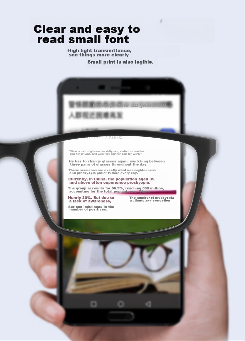 Yupintang Reading Glasses for Men And Women, Japanese Import, Sold by JD, Anti-Blue Light, Middle-Aged And Elderly Phone Glasses, 300 Degrees, Father's Day Gift 8