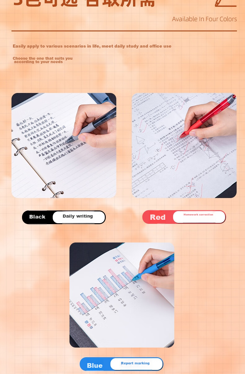 Deli Large Stroke Neutral Pen Refills, Signature Pen Refills, Bullet Tip 1.0mm, 20 Pieces/box, 6937 Black, Gaokao Exam 4