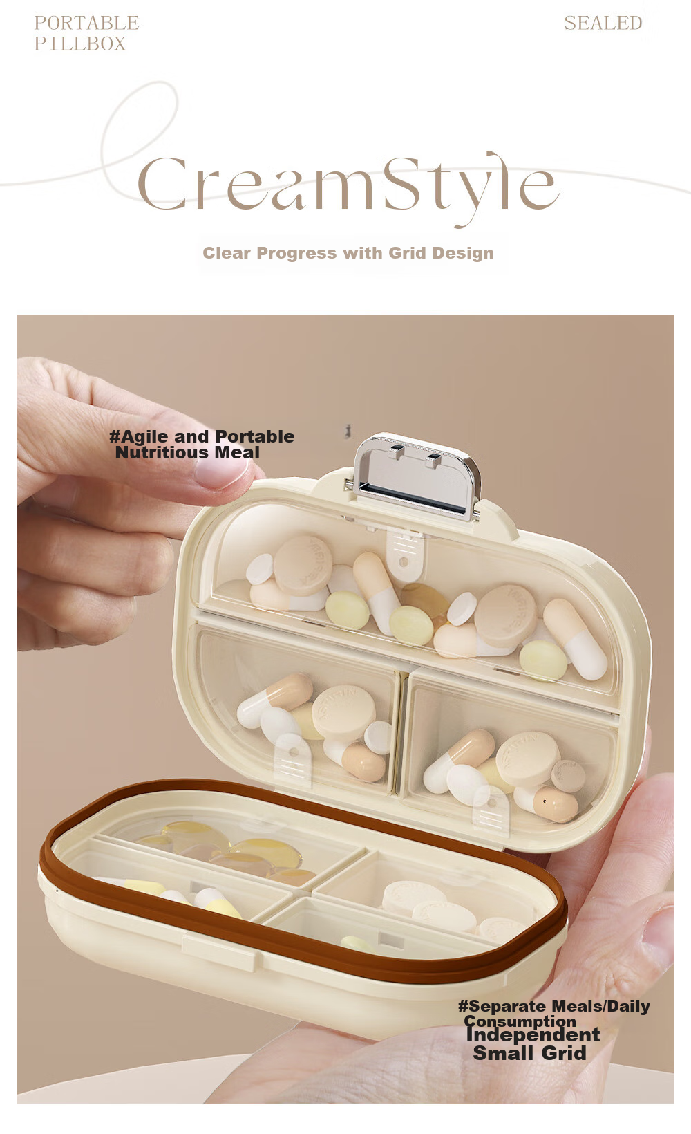 Lehuolvxing Pill Organizer, Portable Medicine Dispenser, Compact Mini Box for Storing Medications, Sealed Container for Pills 6