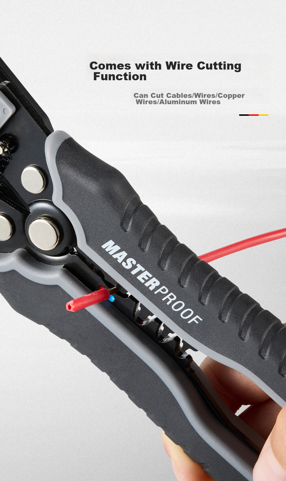 MASTERPROOF Automatic Wire Stripper, Electrician's Specialized Wire Stripping Pliers, Wire Pulling Pliers, Wire Crimping Pliers, Wire Cutting Pliers, Terminal Stripper, Wire Peeling Pliers, Wiring Tool 8