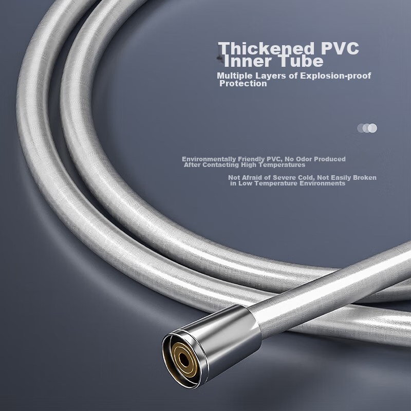 MEJUE Shower Head Hose, Cold And Hot Water Inlet Hose, Anti-Tangling Silver Shower Head Pipe Z-05306