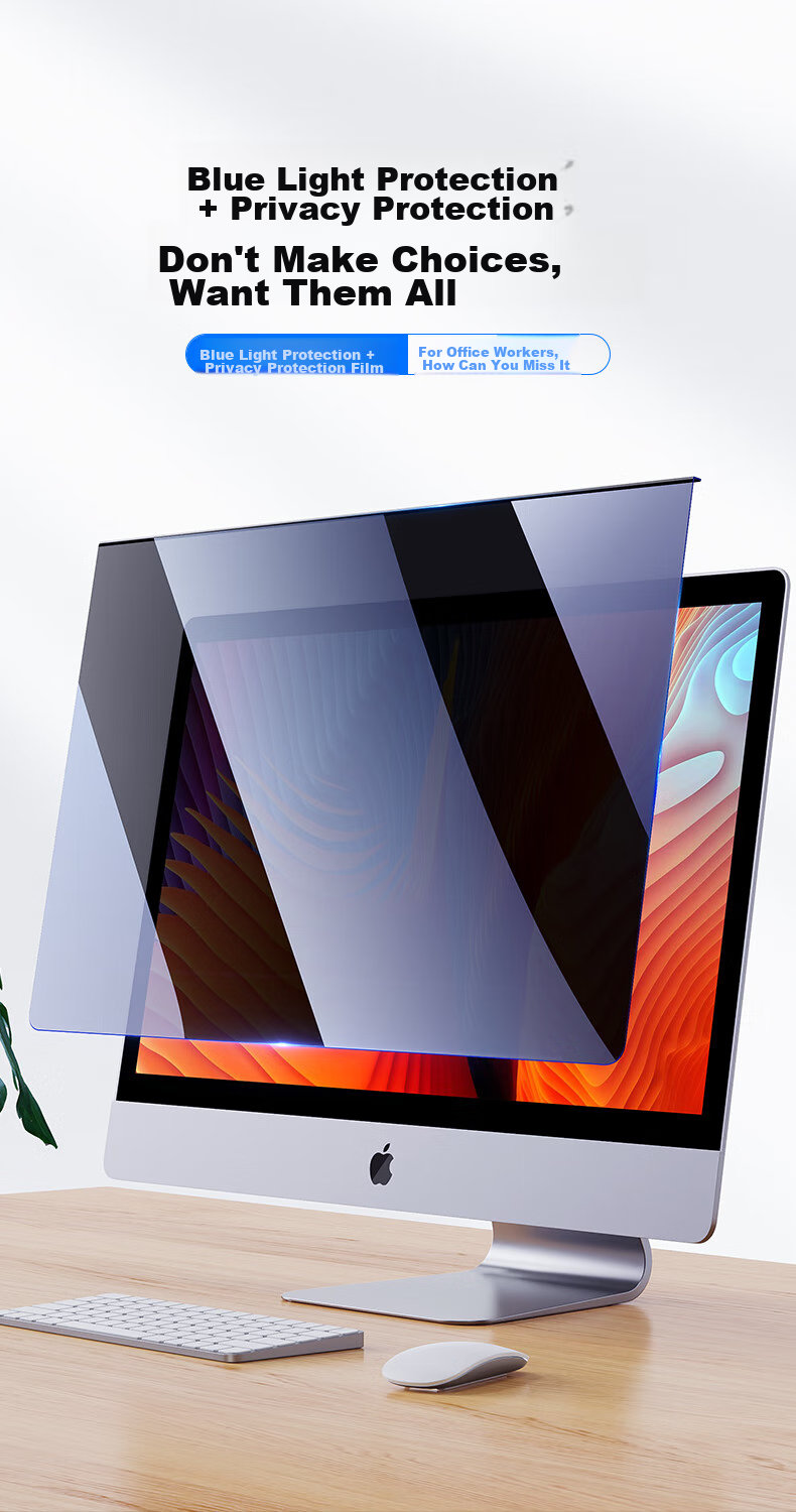 BIAZE Computer Privacy Screen Protector, Monitor Anti-Glare Film, Desktop Computer Screen Anti-Blue Light Eye Protection Privacy Film, Acrylic Hanging Type, 27 Inches, 16:9 5