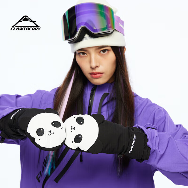 Flow Theory Waterproof Insulated Fleece-Lined Cute Cartoon Ski Gloves for Men and Women