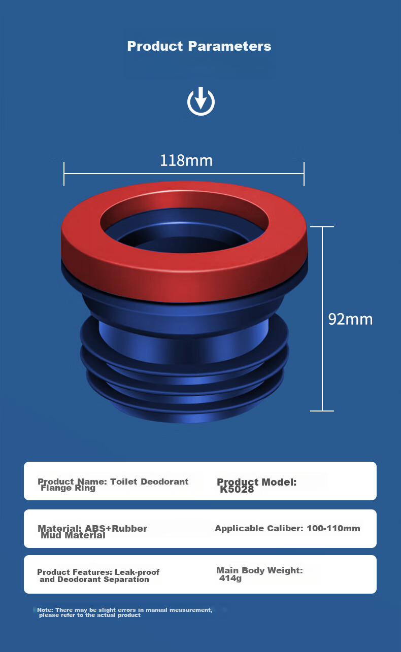 KEGOO Toilet Flange Seal Ring Anti-Backflow Odor Prevention Check Valve, Extended Sewer Outlet for Toilet, Universal K5068 11