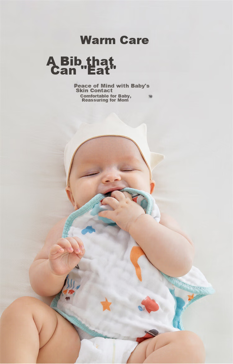 EMXEE Baby Drool Bibs, Newborn Handkerchiefs, Gauze Face Towels, Baby Washcloths, Face Wipes, Small Square Towels, Pack of 6 12