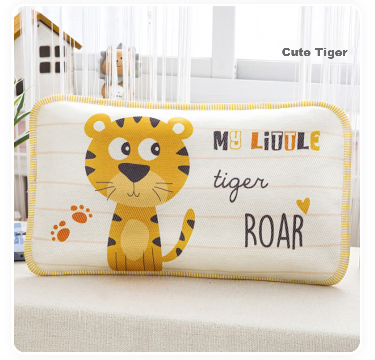 9I9 Baby Pillowcase, Summer Ice Silk Children's Pillow Cover, Student Cooling Pillowcase, Washable Kindergarten A237 Tiger, 60*40 10
