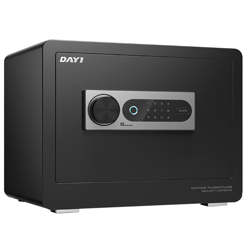 DAYI Safe for Home Use, Small Fingerprint Password Office All-Steel Anti-Theft, Can Be Built into Wall Or Cabinet, Safe Height 25cm Obsidian Black Fingerprint