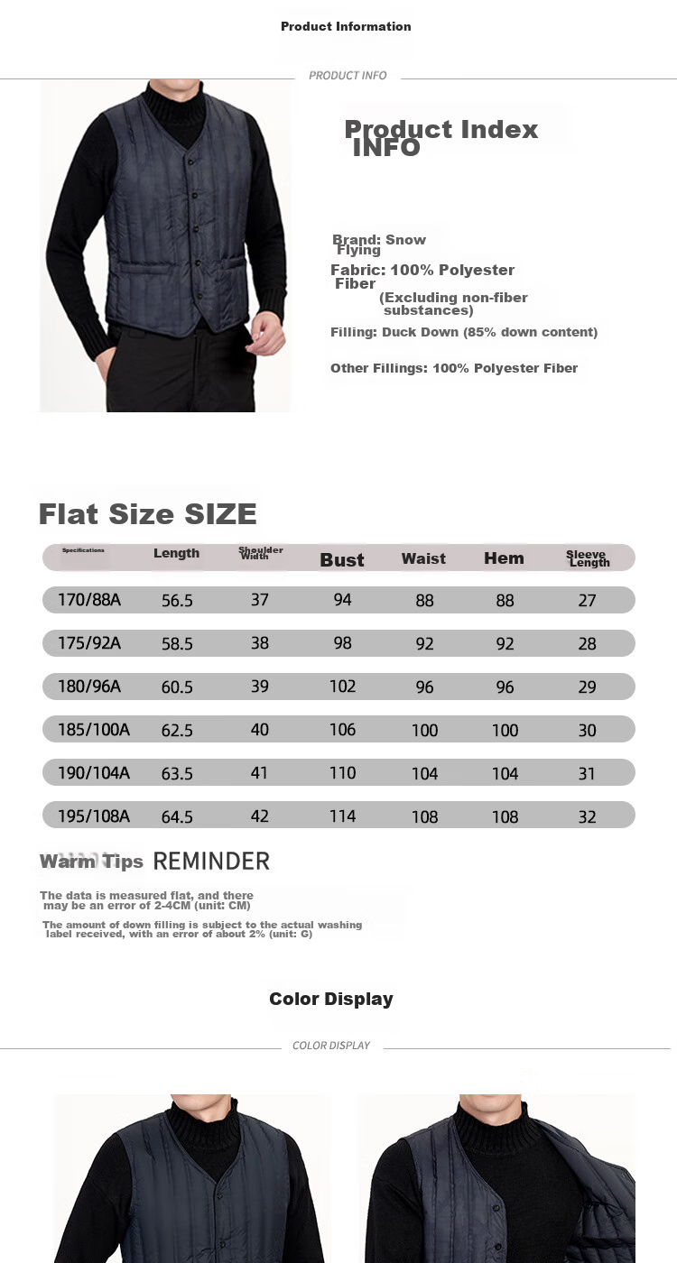 SNOWFLYING Autumn And Winter Men's down Vest, Warm down Waistcoat Jacket, Casual Inner Wear for Middle-Aged And Elderly, down Inner Lining 7