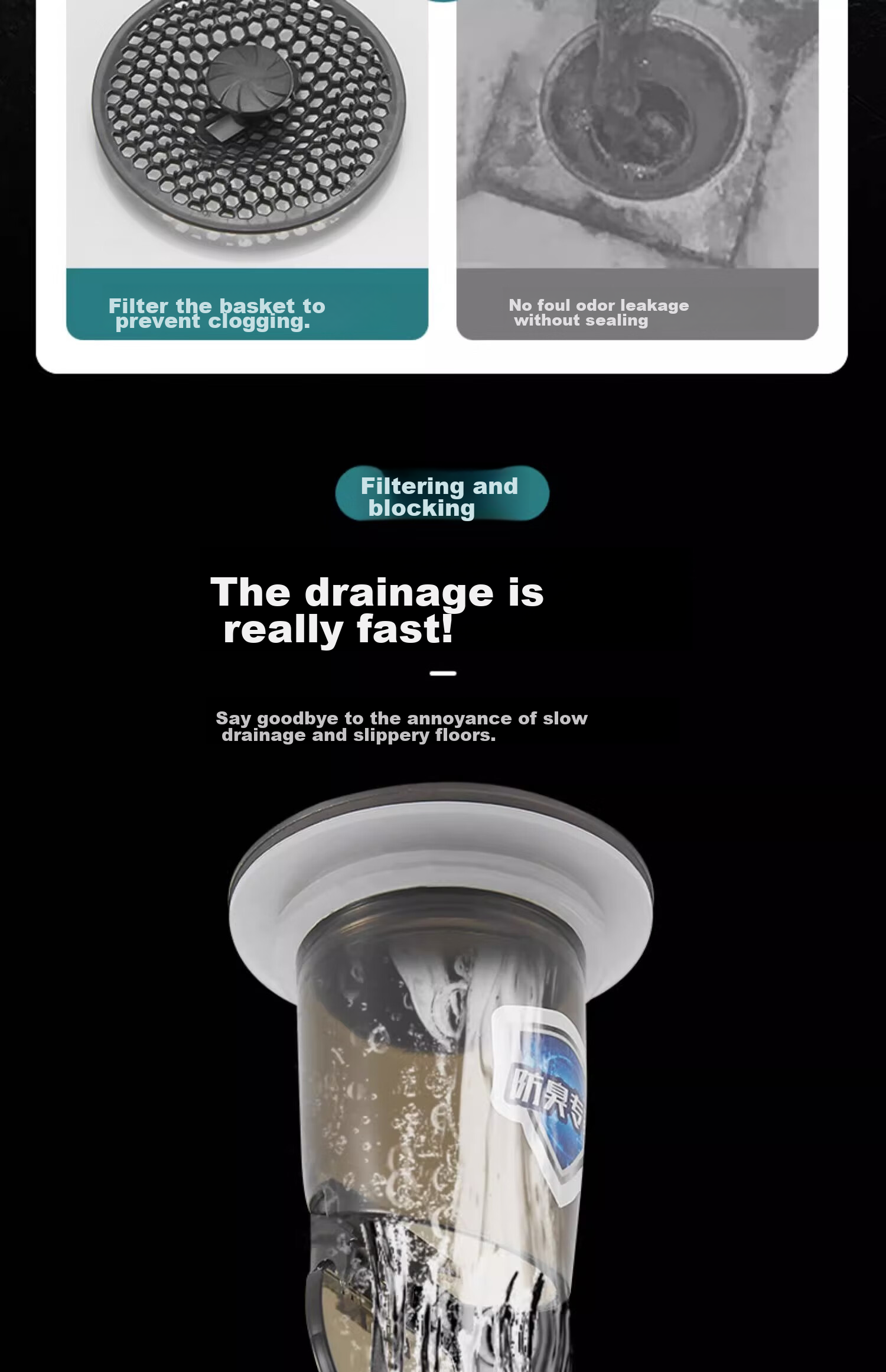 Pollock Drain Anti-Odor Core, Bathroom Drain Pipe, Sewer Anti-Odor Device, Insect And Odor Prevention Drain Core, DLXS 8