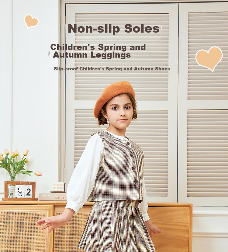 LangSha Children's Thin Tights, Girls' Leggings for Spring And Autumn, Non-Slip Comfortable Cute Versatile Children's Socks, Black, Size M, Recommended Height 70-90CM 1