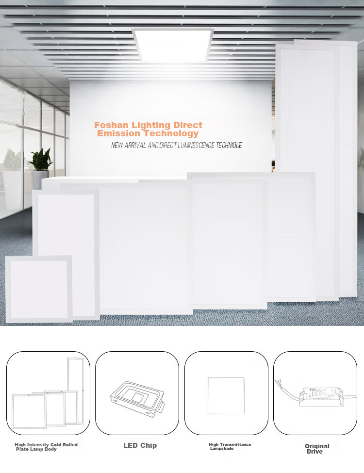 Foshanzhaoming LED Integrated Ceiling Panel Light, Aluminum Buckle Surface Panel Light, 600*600 White Light, for Office And Commercial Use, 60W 2