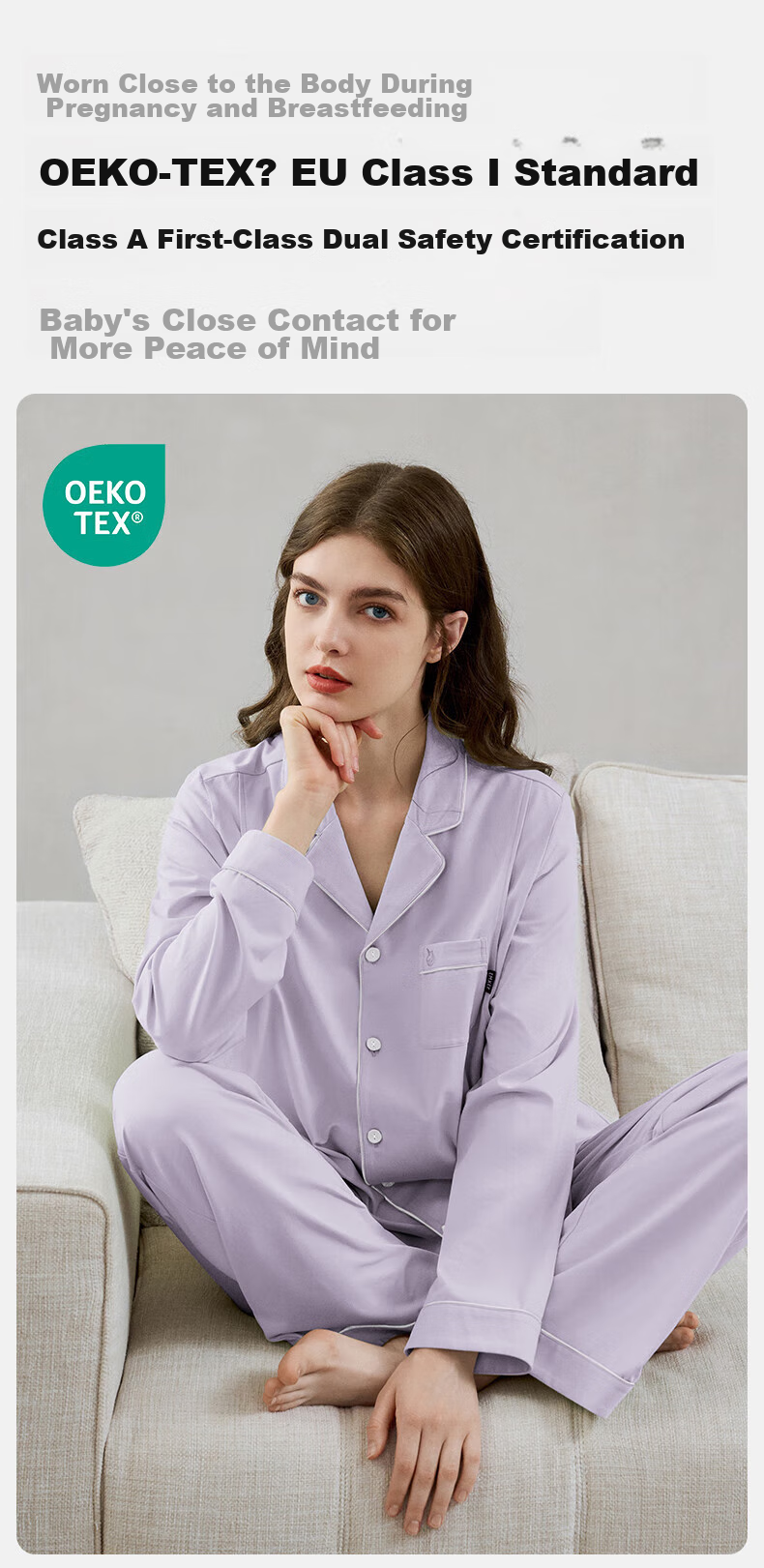 Manxi Spring and Autumn Thin Maternity Nursing Top Breathable Outwear with Built-in Chest Pads Purple M 25