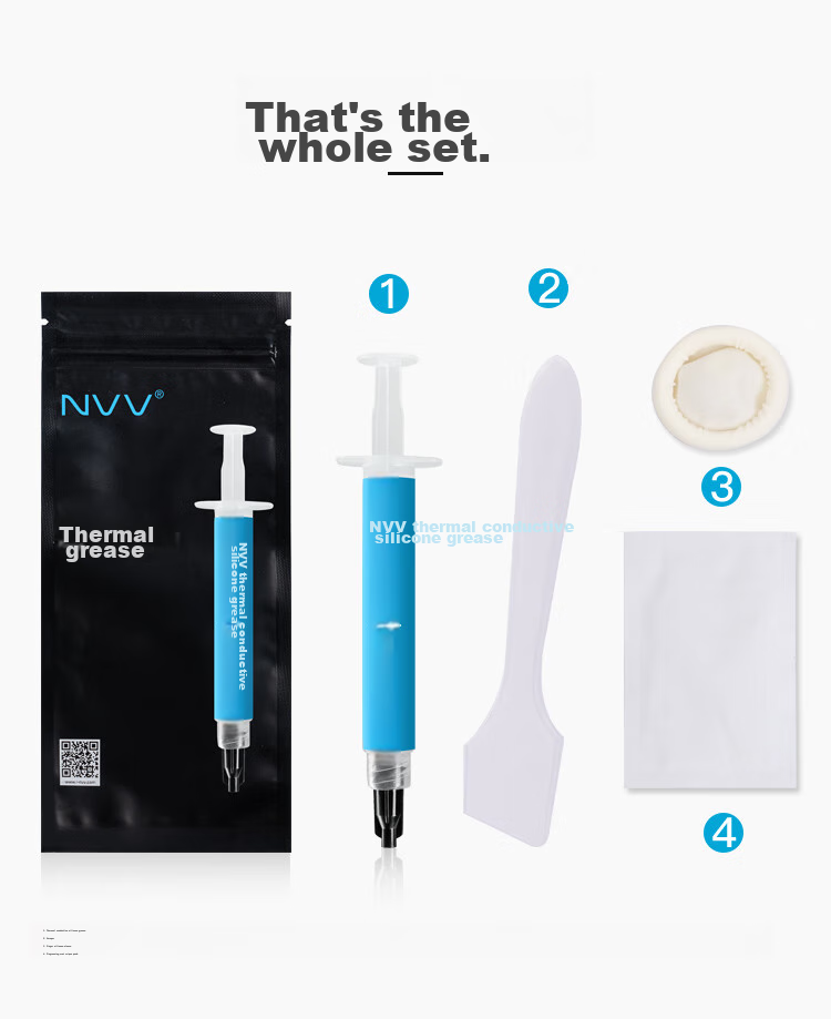 NVV Thermal Paste, Heat Dissipation Silicone Grease for Laptop CPU Graphics Card And Mobile Phone Chips, Thermal Conductivity 4.8 (W/m·K), NT-4, 3g Package 2