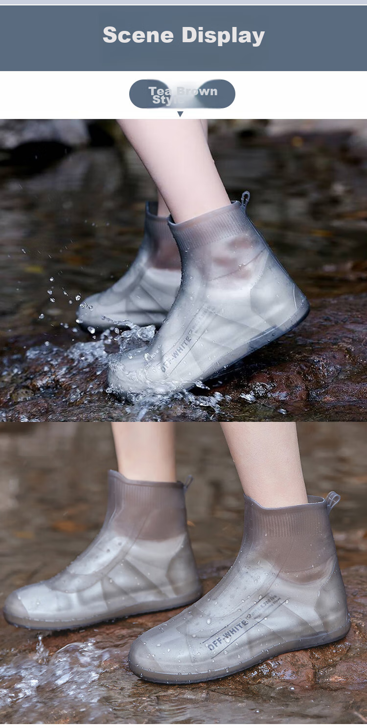 BIAZE Disposable Rain Shoe Covers for Children, Waterproof Thick Rain Boots, Tall High-Top, Individually Packaged, 3 Pairs 11