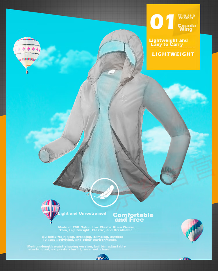 TECTOP Skin Windbreaker, Outdoor Couple Style Lightweight Breathable Men's Windbreaker JL3009 Men's Light Gray S 5