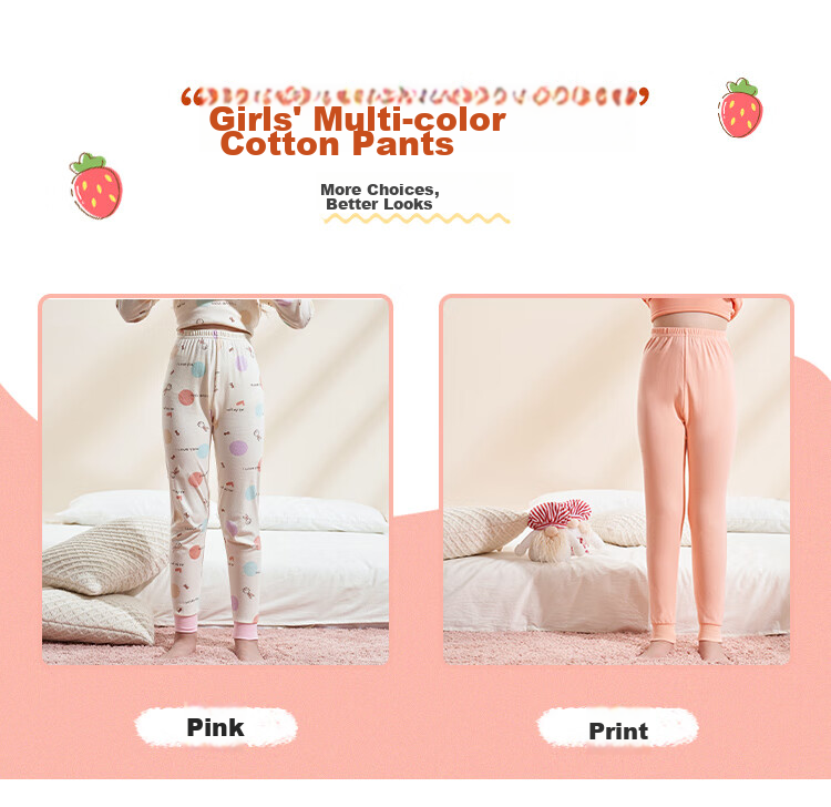 LangSha [7A Antibacterial + 100% Cotton] Children's Autumn Pants, 2-Pack Girls' Sleepwear, Big Kids' Autumn And Winter Thermal Underwear, Student Warm Leggings 3