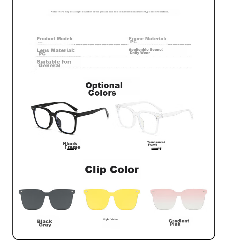 LOVECRAFT Myopia-Specific Sunglasses Clip-Ons for Driving, Polarized Clip-Ons for Black Frames - Night Vision Lenses, Sunglasses with UV Protectio 26