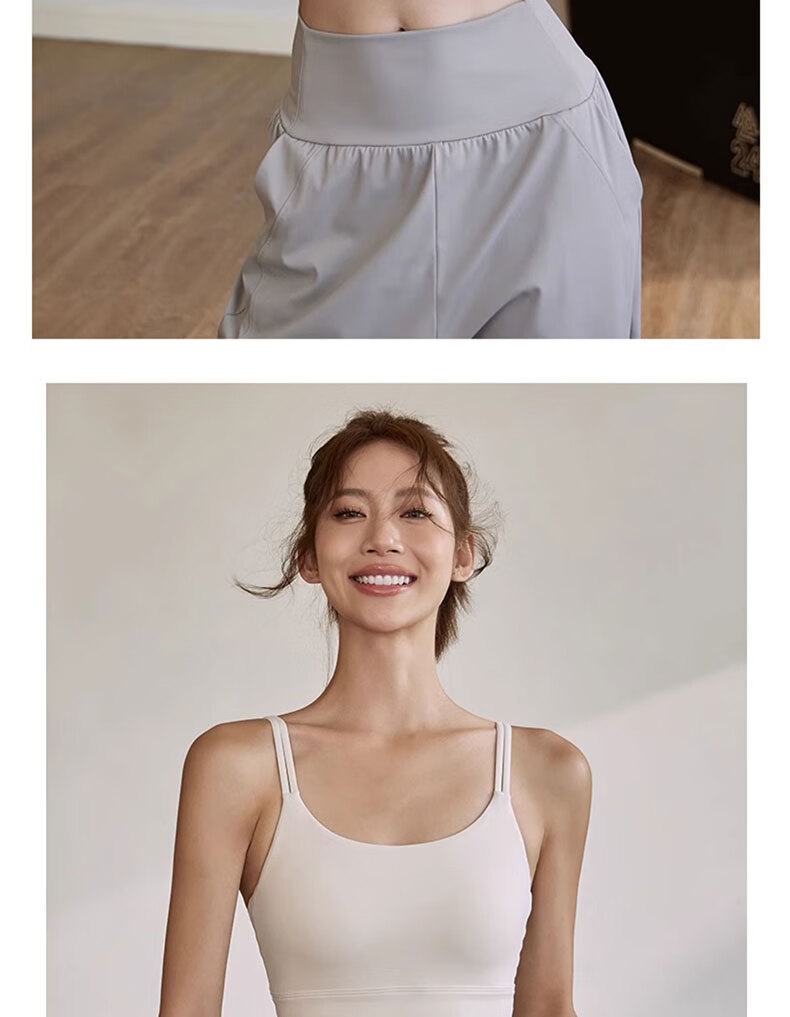 Ziyouxi Sports Bra for Women, Running Anti-Shock Fitness Vest, Thin Shoulder Straps Pilates Training One-Piece Bra Camisole 10