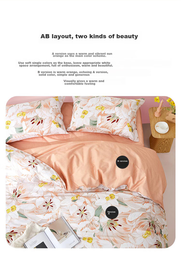 LUOLAI Home Textiles 100% Pure Cotton Bedding Set, Chinese Style Bed Sheet And Duvet Cover Double Set, 200*230cm 4