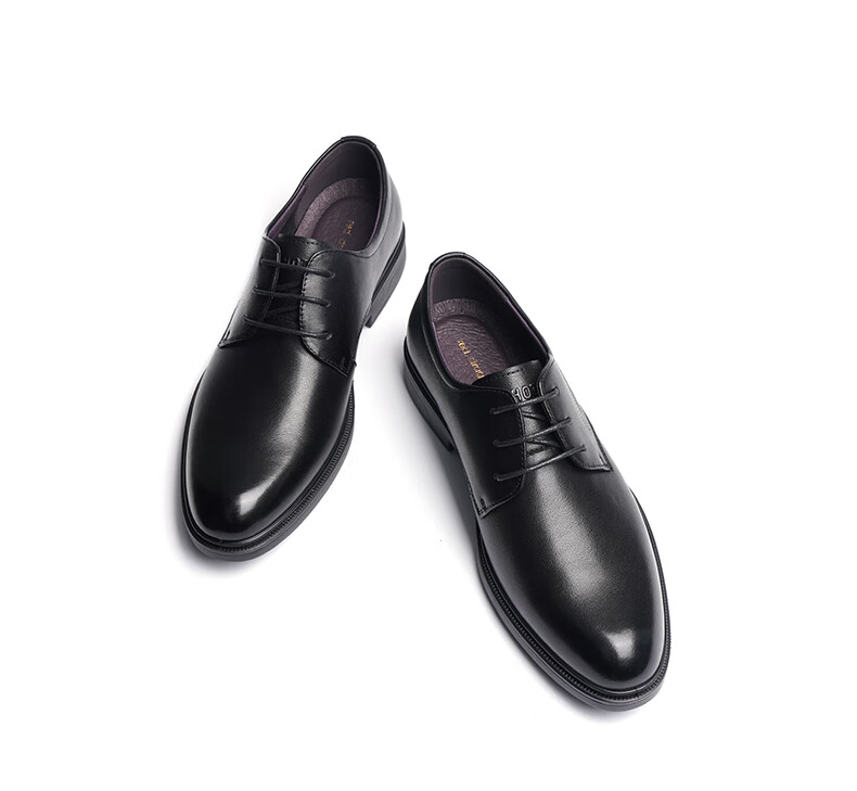 RED DRAGONFLY Top-Grain Leather Formal Business Dress Shoes, Soft Leather Office Derby Shoes, Men's Wedding Shoes WTA13124, Black, Size 42 14
