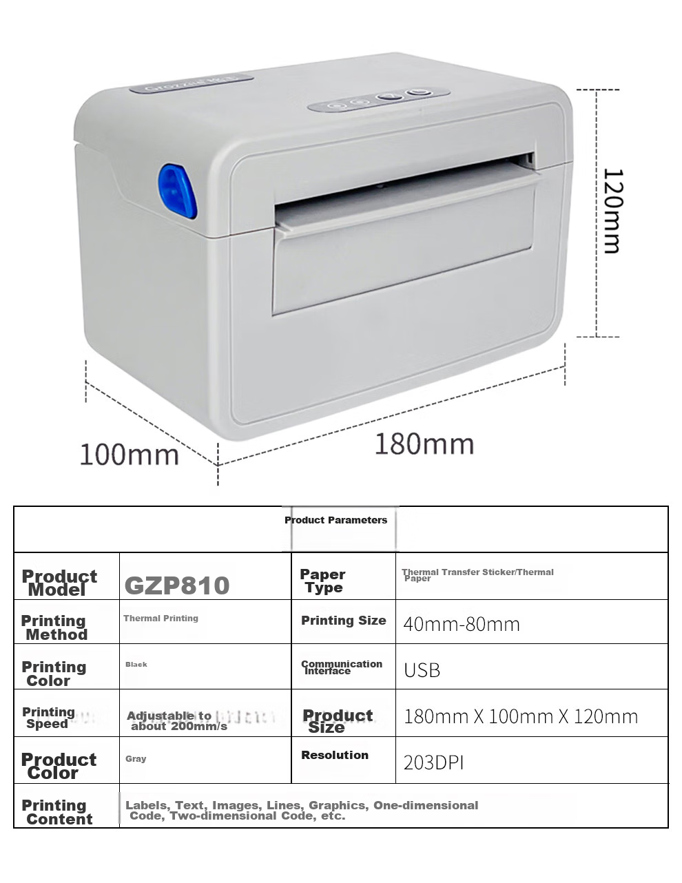 GROZZIIE GZP860S Thermal Printer, USB And Bluetooth Compatible, for Label Printing, Single-Part Express Delivery Note, Electronic Shipping Label, Barcode Sticker, Self-Adhesive, Commercial Printer 4