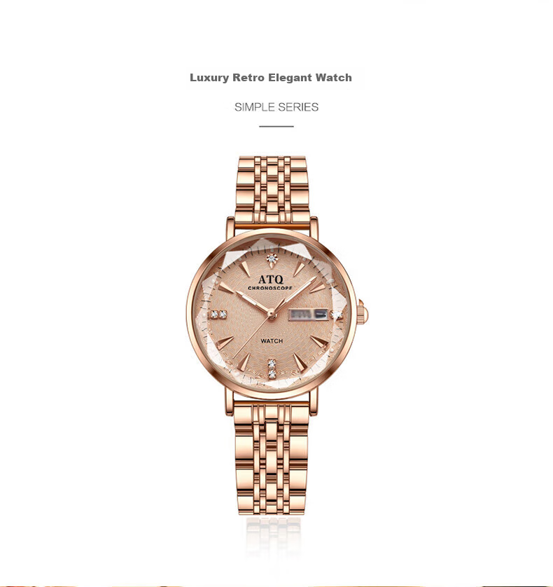 ATQ Ultra-Thin Watch for Women, Mechanical Style Top Ten Brands Wristwatch, Simple Design, New Year Valentine's Day Gift for Girlfriend Or Wife 2