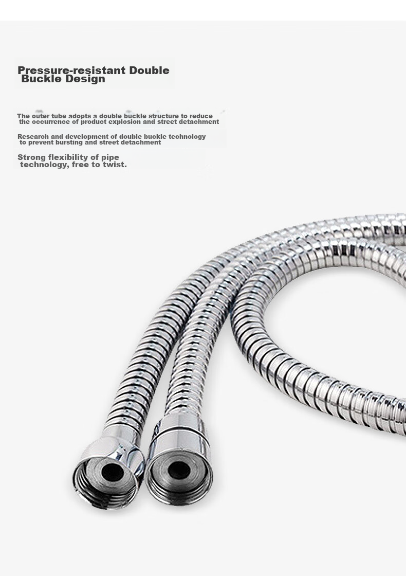 JOMOO Stainless Steel Braided Hose, Shower Hose with Double Clamps, High Temperature Resistant Shower Head Hose, 2 Meters, H2101 4