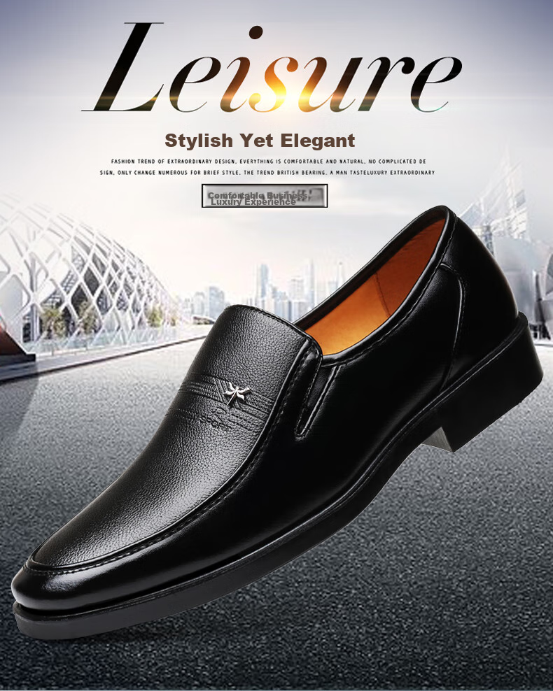 CARTELO Men's Leather Shoes, Business Casual Shoes for Spring, Comfortable Dad Shoes with Soft Soles, Driving Shoes for Men, 1202 Black, Size 38 2