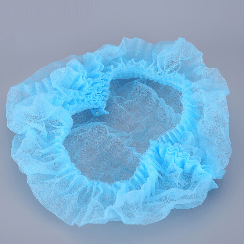 Houchuang Disposable Dustproof Cap [Next Day Delivery in Beijing] Non-woven Strip Dustproof Anti-Hair Loss Cap 21-inch Blue Double Rib 100pcs