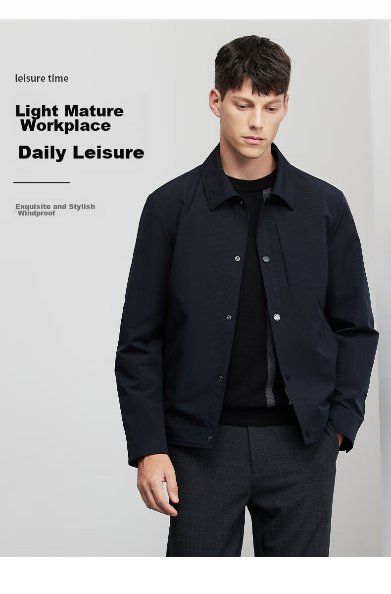 DANCING WOLVES [Delicate Lining] Workwear-Style Lapel Jacket, Autumn And Winter, Easy-Care Business Style, Commuter Men's Jacket 5