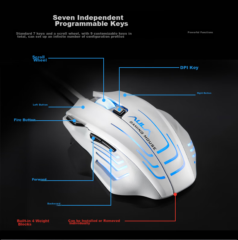 AULA X9Max Lightweight Wireless Mouse PAW3395 2.4G/Bluetooth/Wired Tri-Mode Native Dual 8K Report Rate Office Gaming Esports Mouse Fluid Red 10