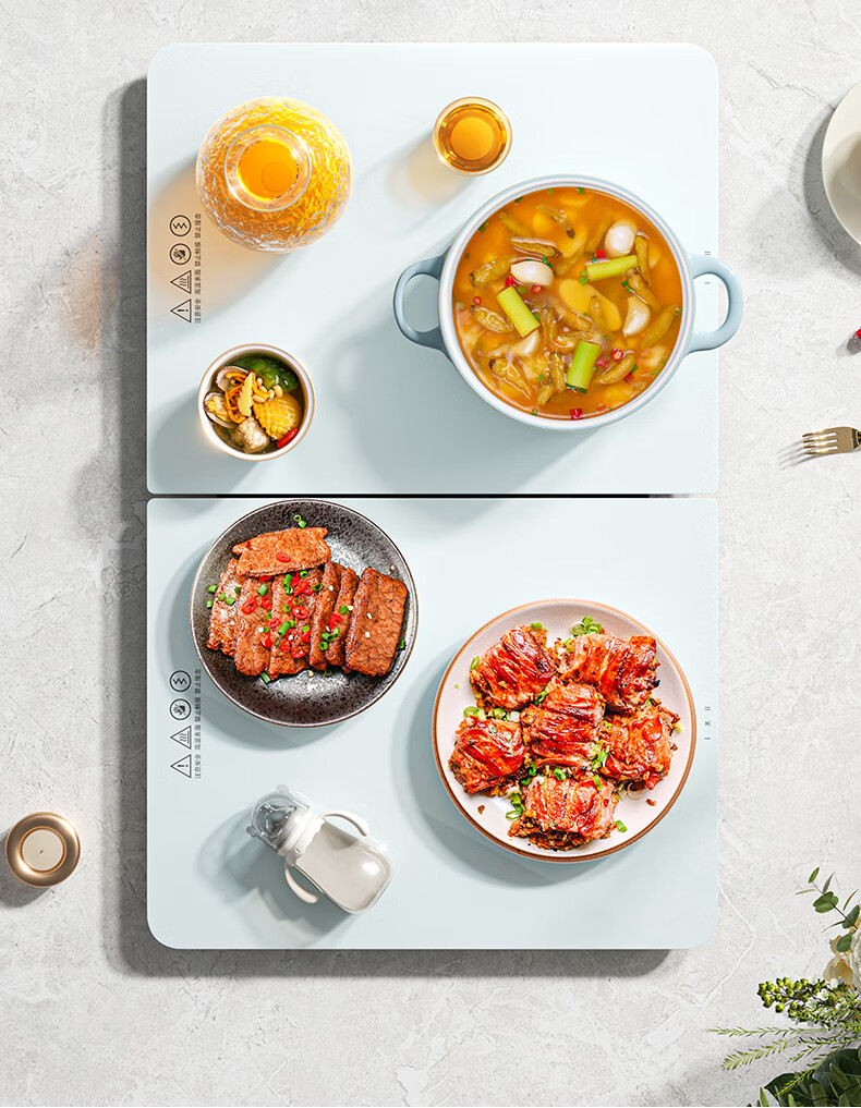 Fudelai Folding Food Warming Plate, Electric Heating Plate for Meals, Multifunctional Heating Table Mat, Square White, 60.3*38cm 9