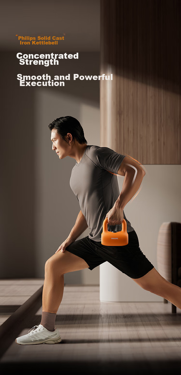PHILIPS Smart Kettlebell Fitness Equipment for Men And Women, Home Dumbbells for Arm Exercises, Squats, Glute Training And Body Shaping, Orange 4KG 7