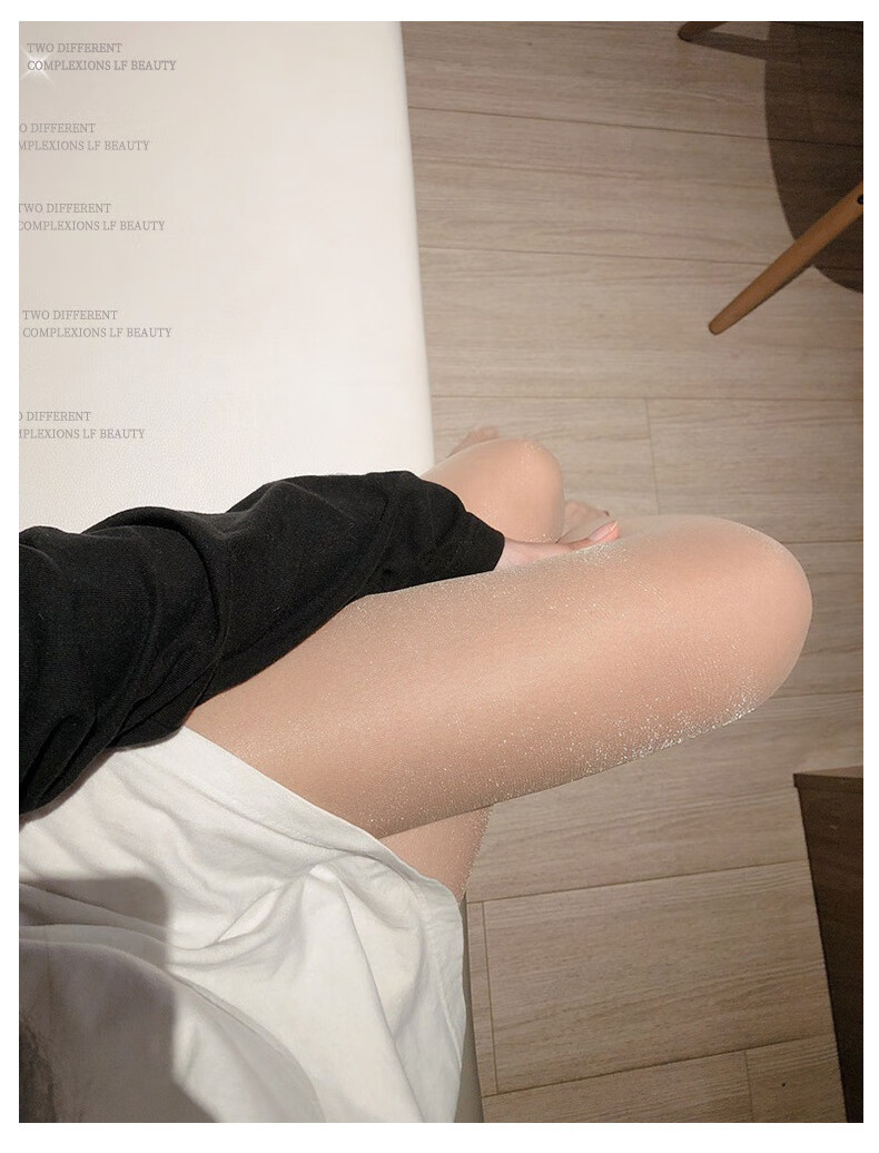 LangSha Ultra-Thin Sheer Stockings for Women, Sexy Black Silk Pantyhose, Seductive Pure Desire Style, Internet Celebrity Micro-Glitter Shiny Nude Color Pantyhose 16