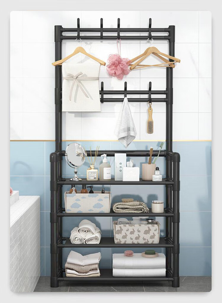 Jinlongxing 4-Tier 60cm Metal Shoe Rack Storage Shelf Entryway Floor Shoe Cabinet Coat Rack Integrated Home Use 13