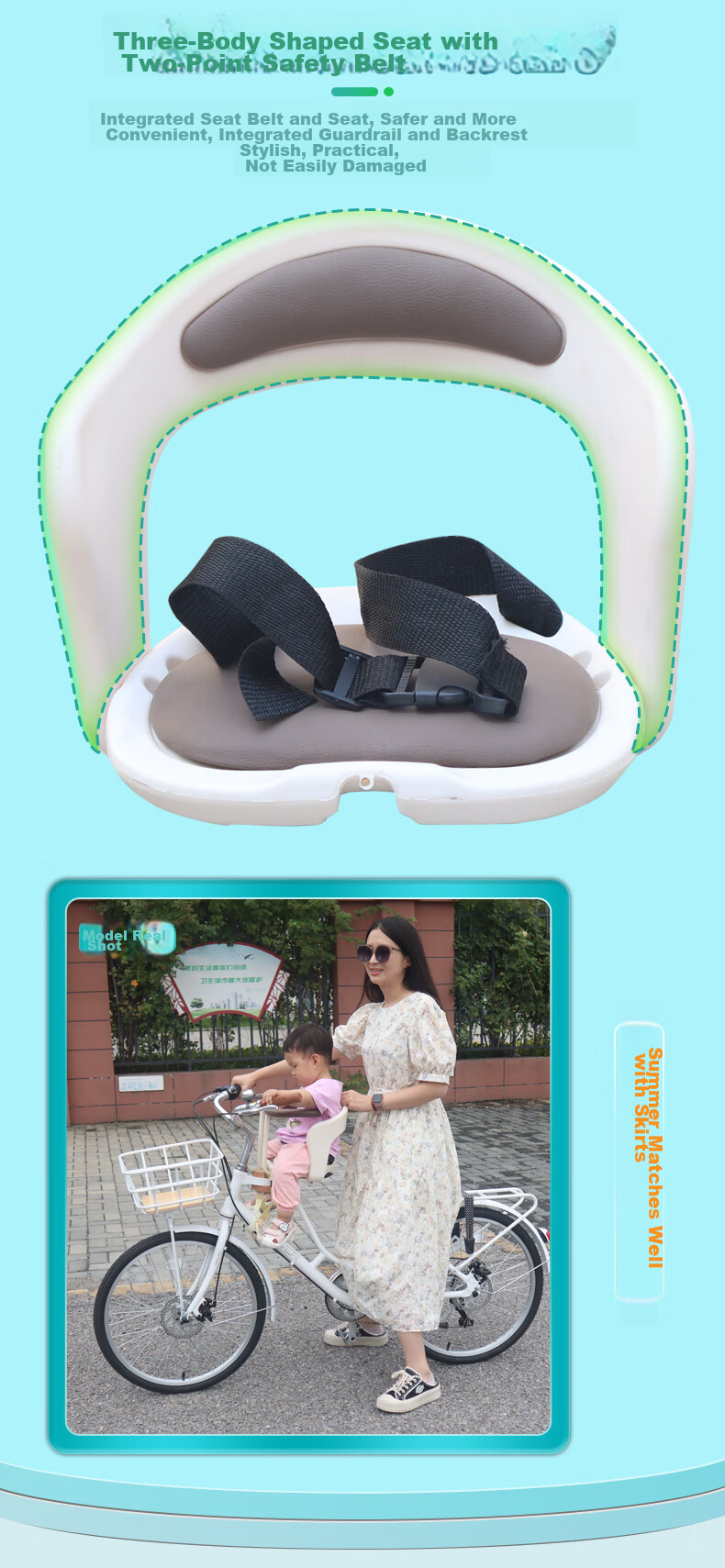 Osagie C21 Retro Bicycle with Child Seat, Vintage Commuter Bike with Baby Seat, Machado Coffee Color 9