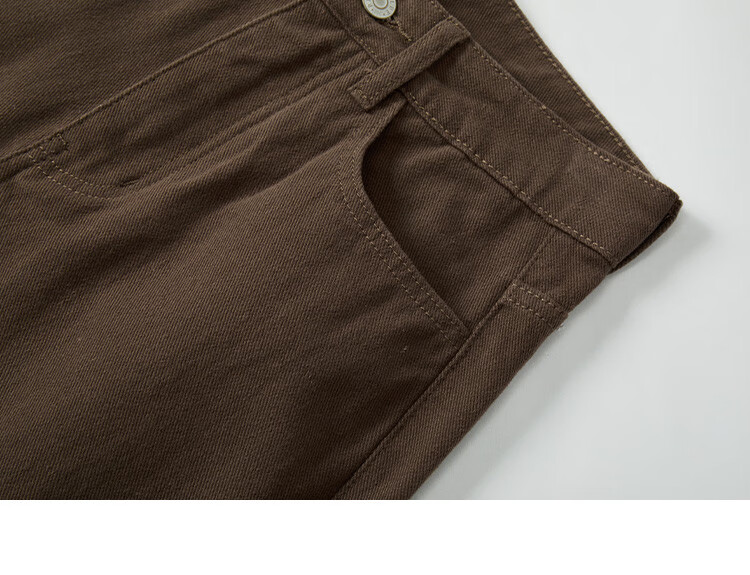 Dme [Retro Coffee Long Pants] Winter Versatile Retro Casual Light Version Jeans for Wome 14