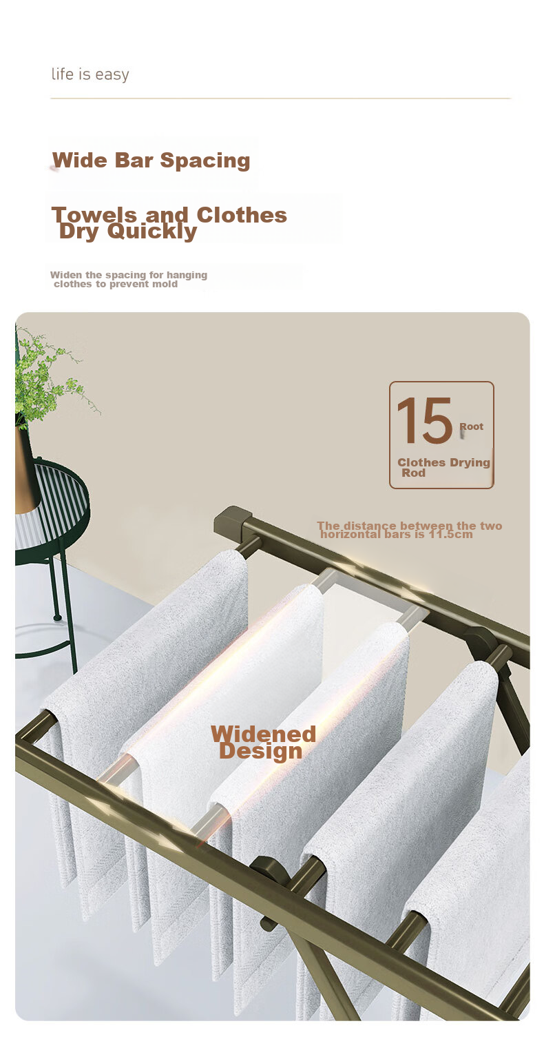 Hotata Floor-Standing Aluminum Alloy Clothes Drying Rack, Extendable Laundry Hanger for Balcony, Foldable Clothes Drying Stand D-2125 5
